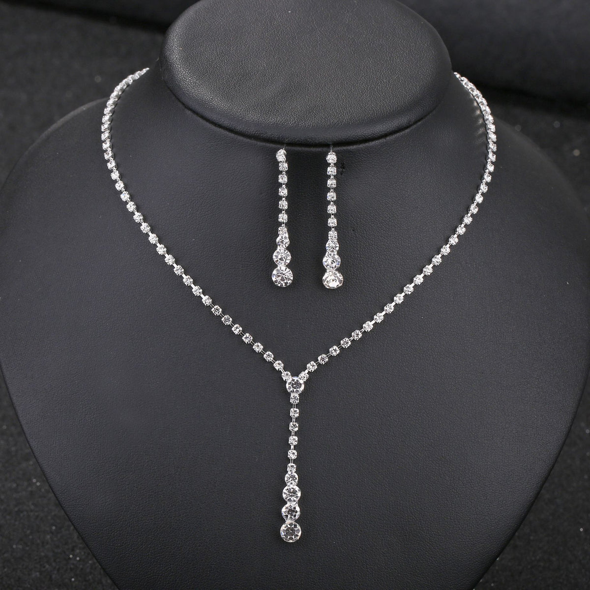 Silver Water Drop Necklace and Earrings Set