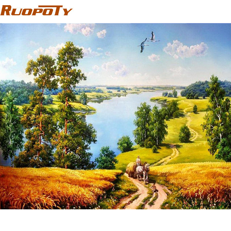 Autumn Landscape DIY Painting By Numbers Modern Home Wall Art Acrylic Paint On Canvas Hand Painted Oil Painting