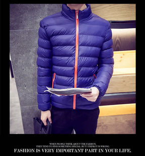 Fall Winter Padded Jacket Stand-Collar Down Jacket Men'S Self-Cultivation To Keep Warm