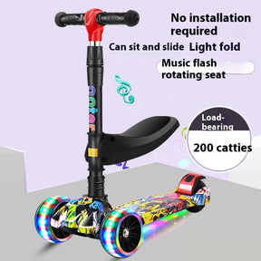 Children's Scooter Three-in-one Folding Walker Car