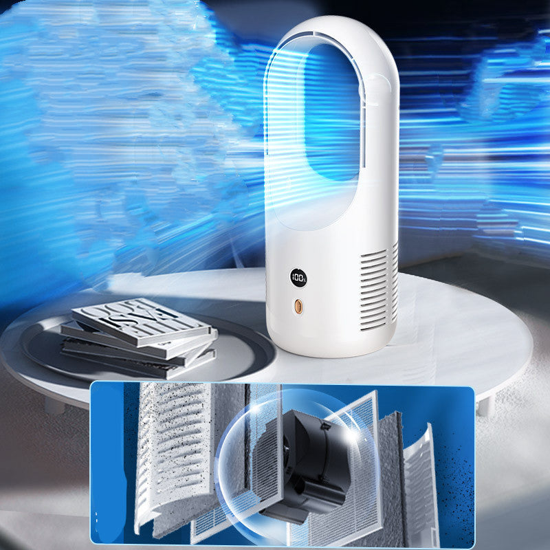 Bladeless USB Rechargeable Desk Fan with LED Display