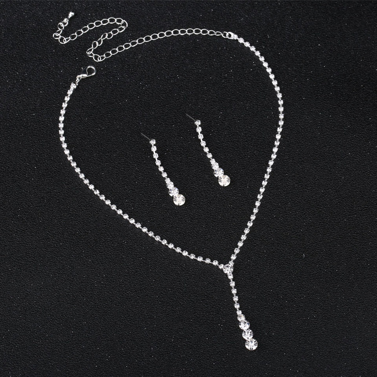 Silver Water Drop Necklace and Earrings Set