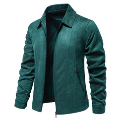 Fashion Lapel Zipper Jacket Autumn And Winter Solid Suede Coat Men's Clothing Outdoor