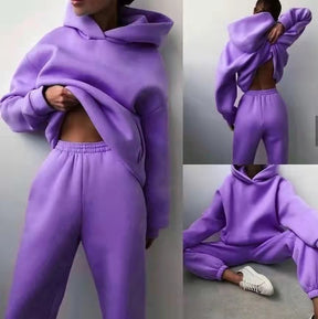 Women's Casual Hooded Sweater Two-piece Suit Clothes Hoodie Tracksuit