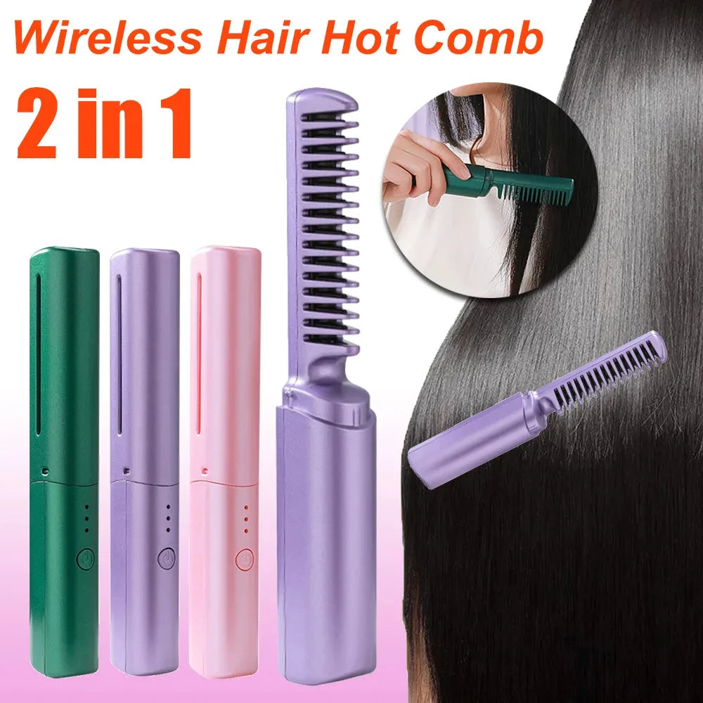 Professional Wireless Hair Straightener and Curler Brush