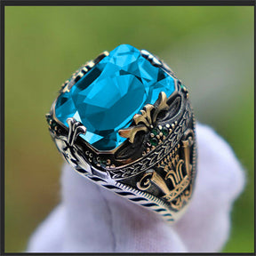 Retro Inlaid Emerald Luxury Men's Ring