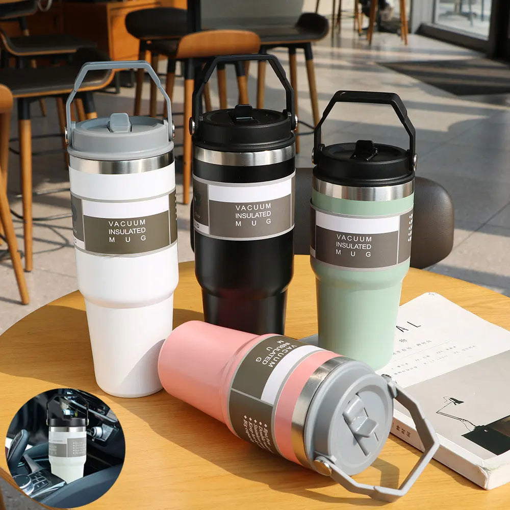 Portable Stainless Steel Travel Cup with Handle