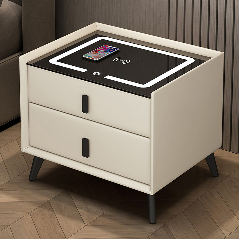 Smart Solid Wood Bedside Table with Wireless Charging