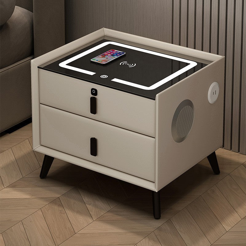 Smart Solid Wood Bedside Table with Wireless Charging