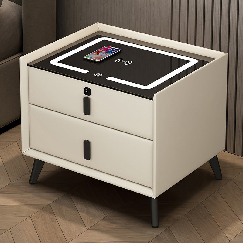 Smart Solid Wood Bedside Table with Wireless Charging