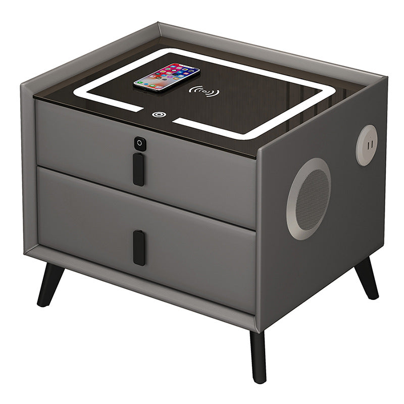 Smart Solid Wood Bedside Table with Wireless Charging