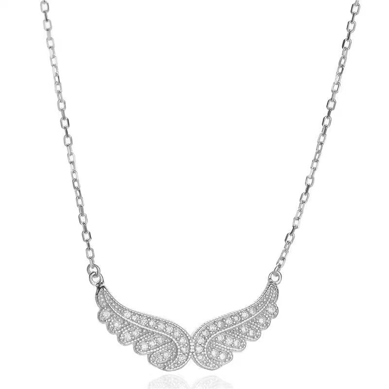 S925 Sterling Silver Angel Wings Pendant Necklace