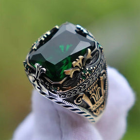 Retro Inlaid Emerald Luxury Men's Ring