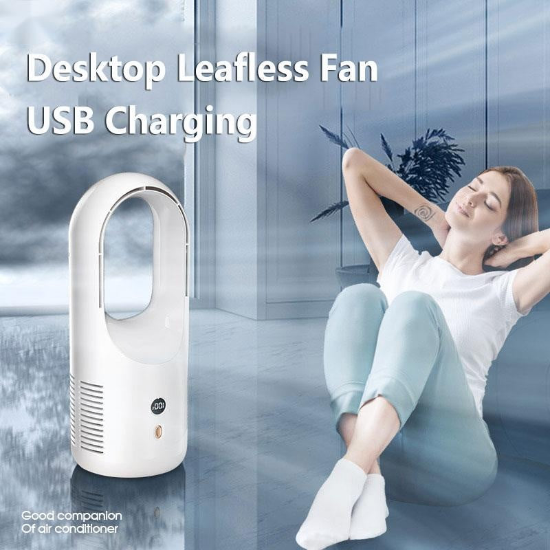 Bladeless USB Rechargeable Desk Fan with LED Display