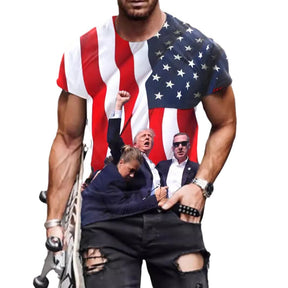 European And American Trump 3D Digital Printing Loose Round Neck Short Sleeve