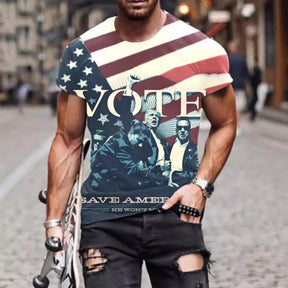 European And American Trump 3D Digital Printing Loose Round Neck Short Sleeve