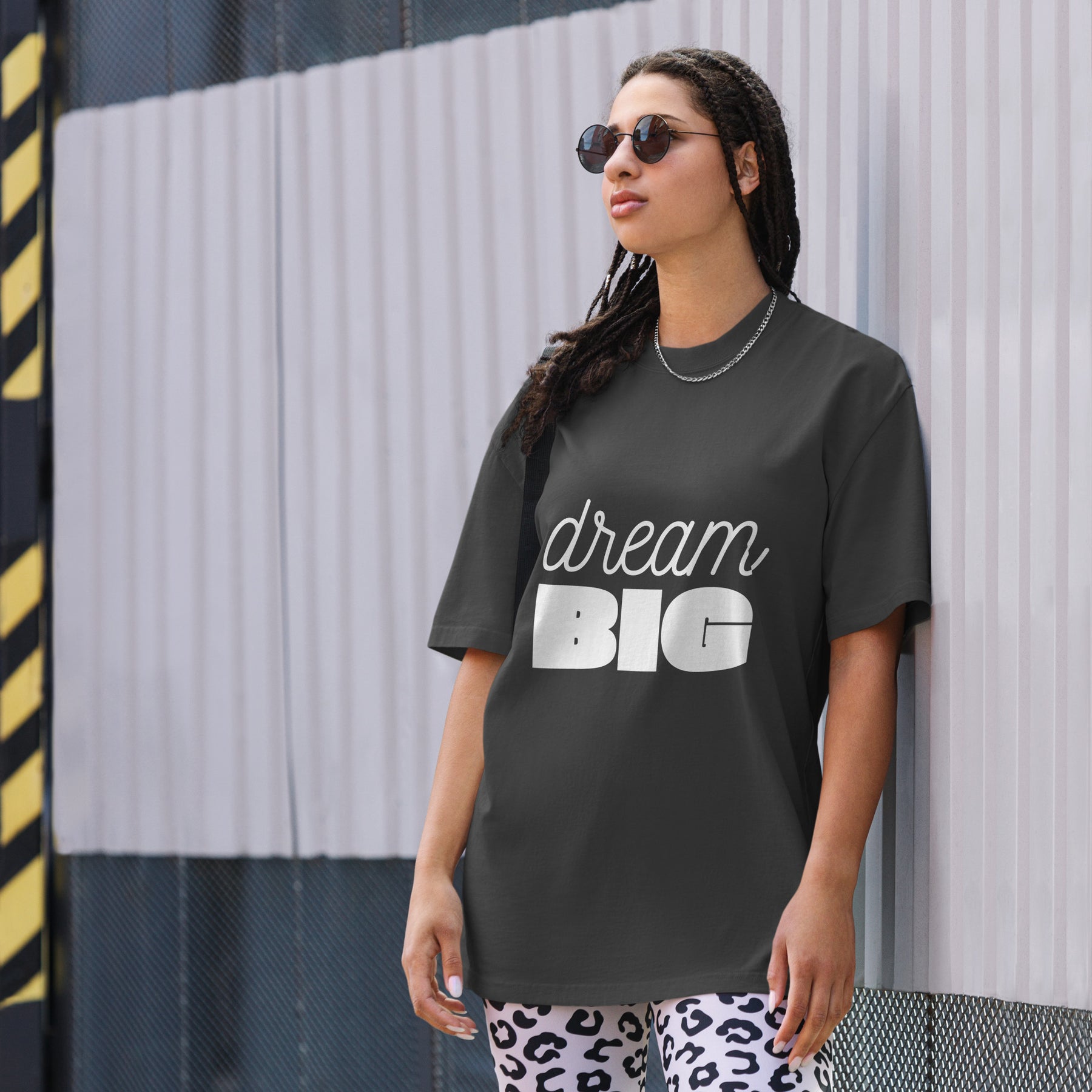 Oversized faded t-shirt (Dream Big Text)