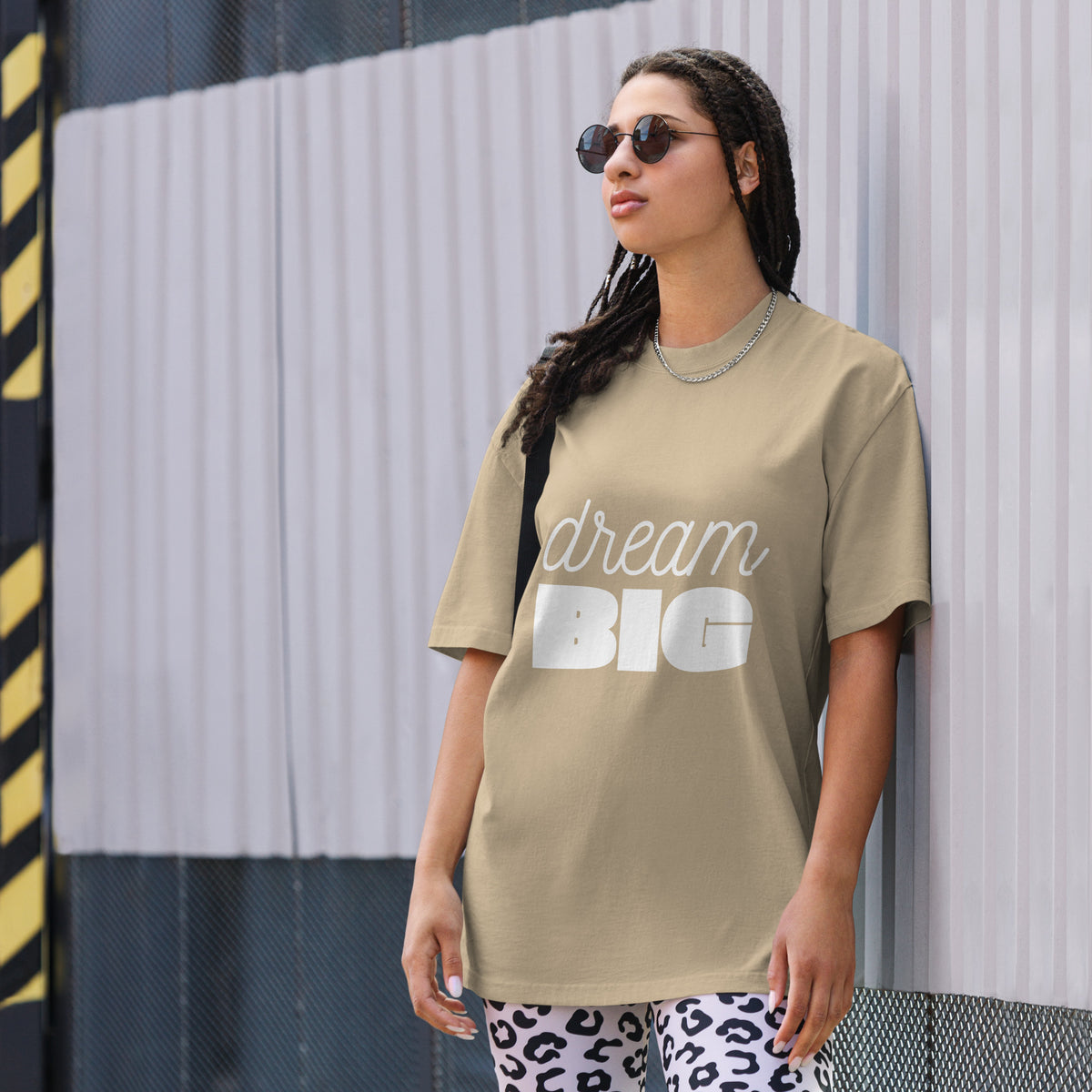 Oversized faded t-shirt (Dream Big Text)