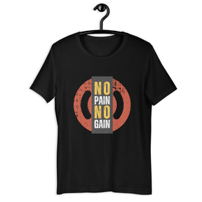 Black Color Unisex t-shirt (No Pain, No Gain Text)