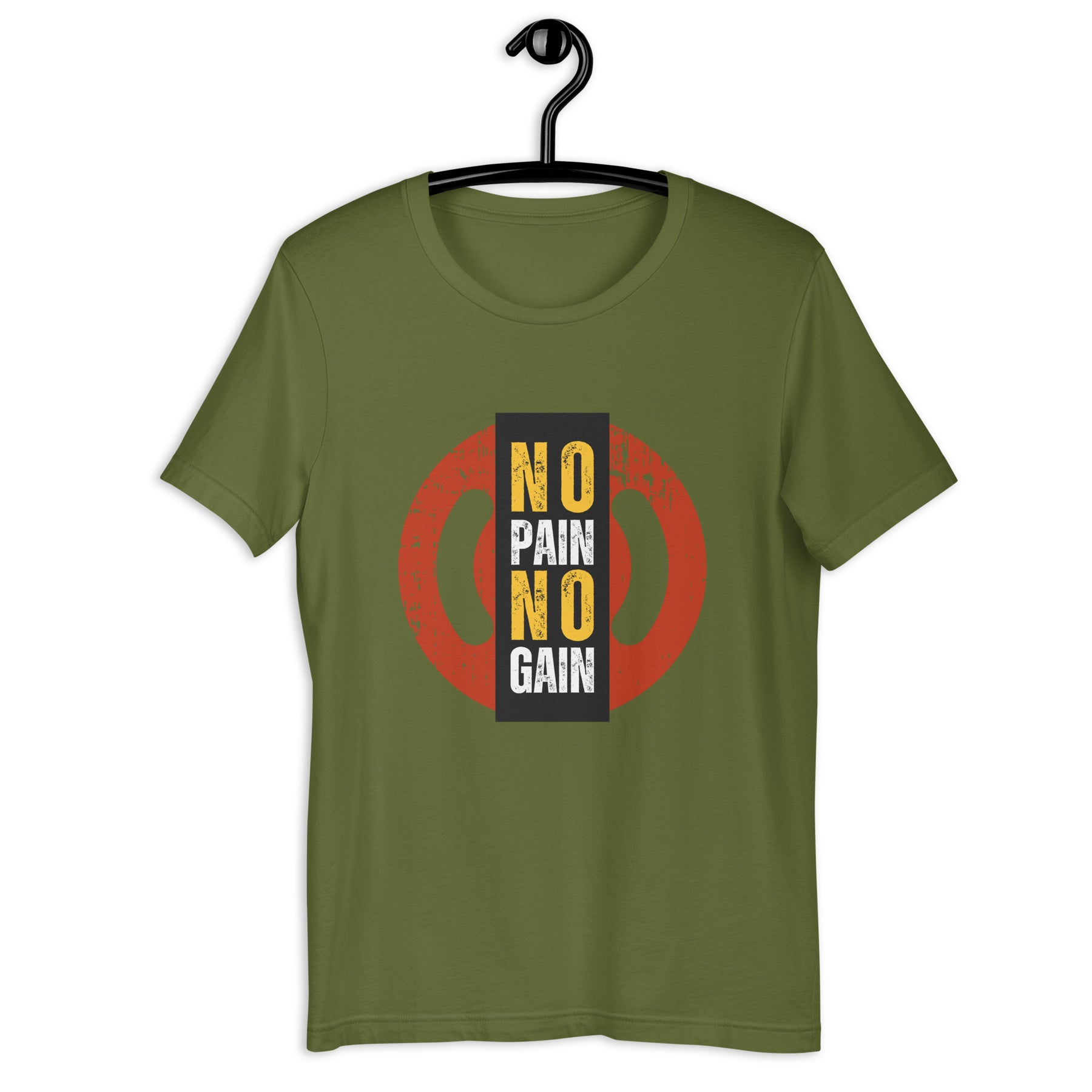 Black Color Unisex t-shirt (No Pain, No Gain Text)